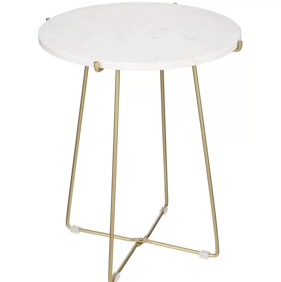 RETIF Beistelltisch Aus Weisem Marmor Und Goldfarbenem Metall O43 X H50Cm
