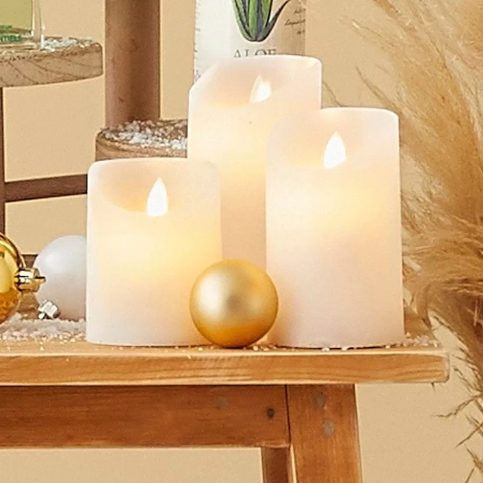 RETIF Led-Kerzen Sortiment O 7,5 H 10 / 12,5 Und 15 Cm - Packung Mit 3 Stuck