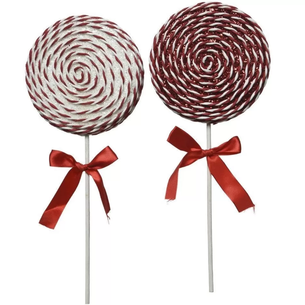 RETIF Lutscher Rot Und Weis Mit Satinschleife O 14 X H 36 Cm - 2 Mogliche Varianten
