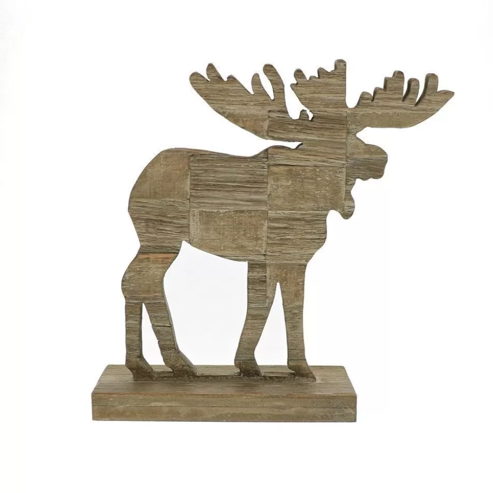 RETIF Rentier Aus Holz Auf Sockel B 32,5 X T 10 X H 33 Cm