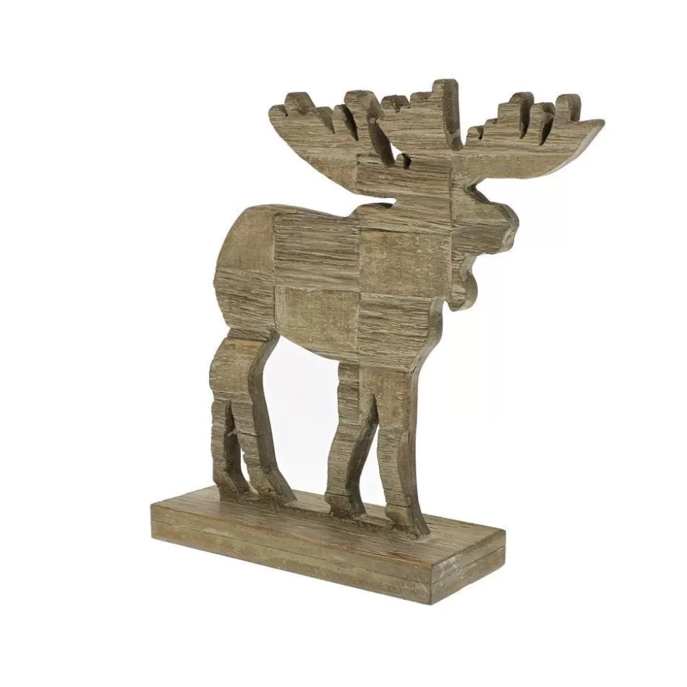 RETIF Rentier Aus Holz Auf Sockel B 32,5 X T 10 X H 33 Cm