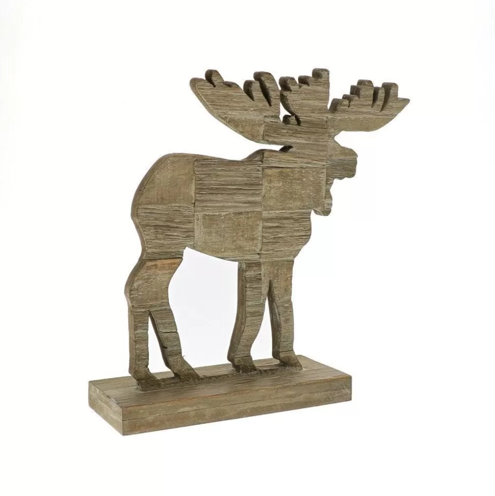 RETIF Rentier Aus Holz Auf Sockel B 32,5 X T 10 X H 33 Cm