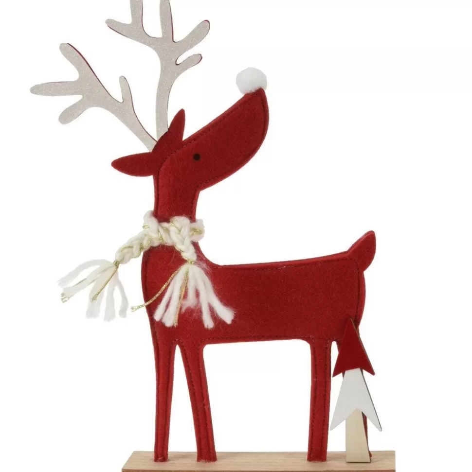 RETIF Rotes Rentier Auf Sockel 24 X 4 X 32 Cm - 2 Mogliche Modelle