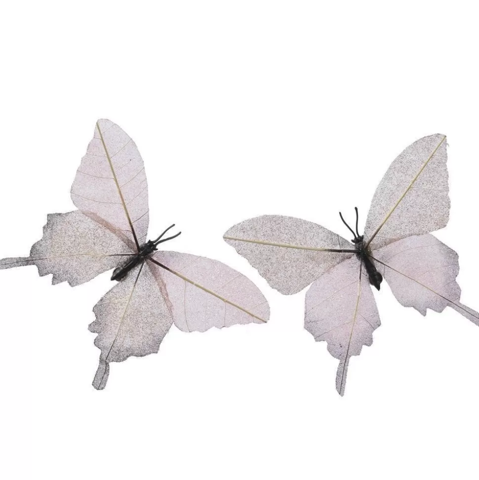 RETIF Schmetterling Auf Rosa Clip / Perle L 14,5 X T 11 Cm - 2 Mogliche Farben