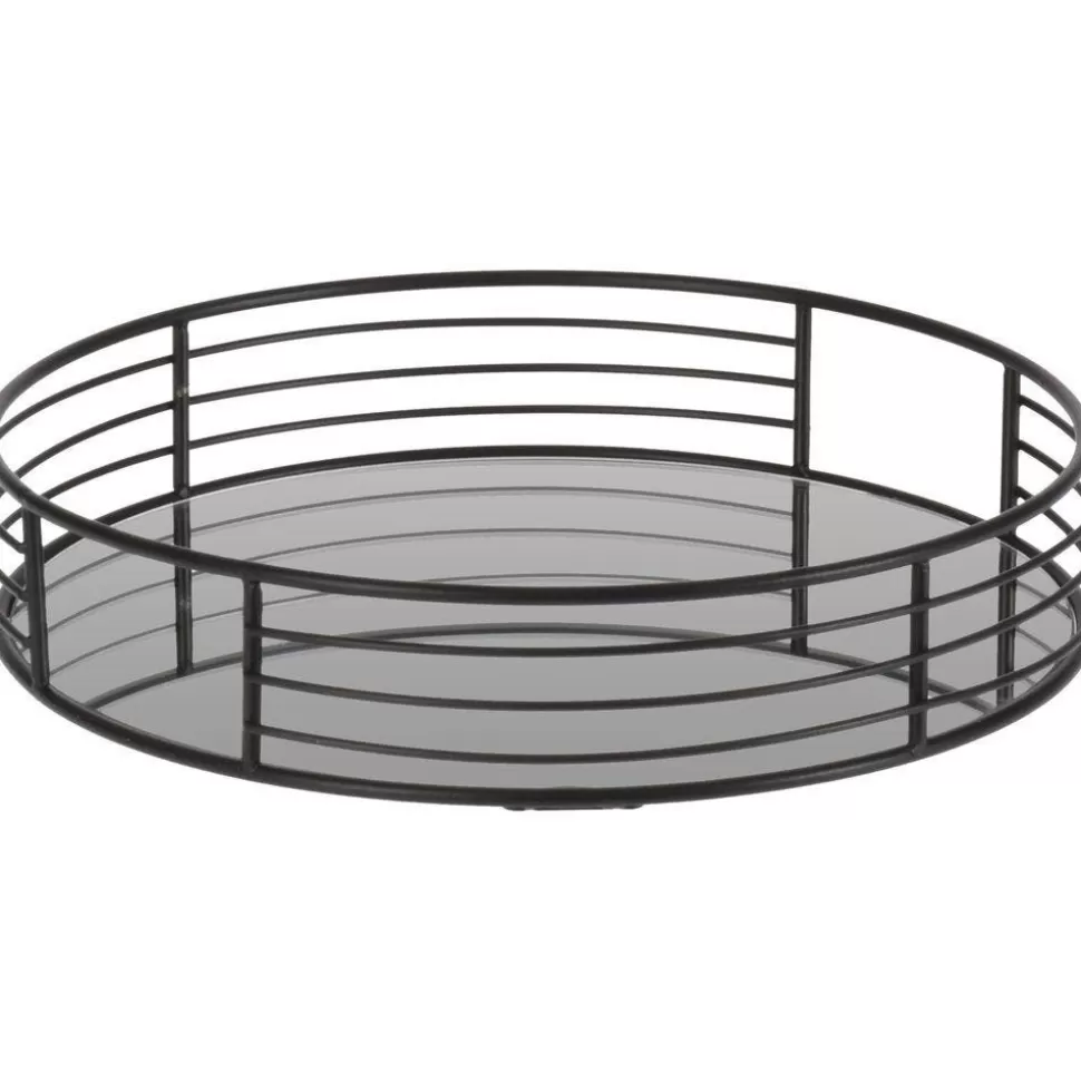 RETIF Tabletts, Spiegel Und Schwarzes Metall L20 X T20 X H5Cm Und L25 X T25 X H5Cm