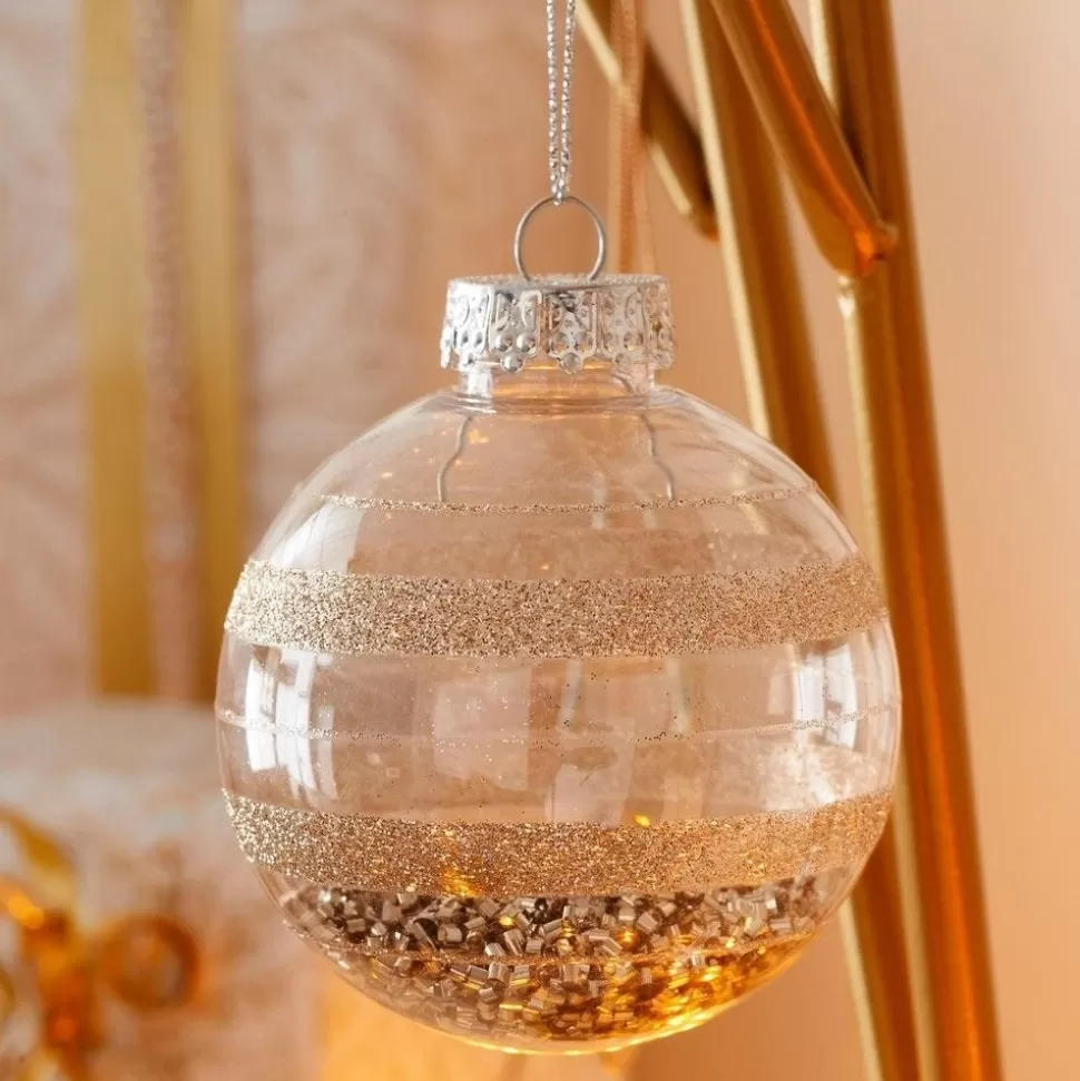 RETIF Transparente Weihnachtskugel Mit Paillettendekor O 8Cm - 2 Mogliche Farben