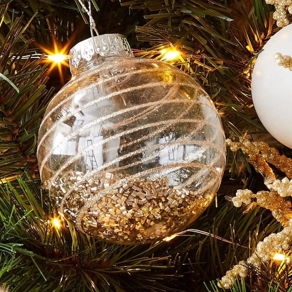 RETIF Transparente Weihnachtskugel Mit Paillettendekor O 8Cm - 2 Mogliche Farben