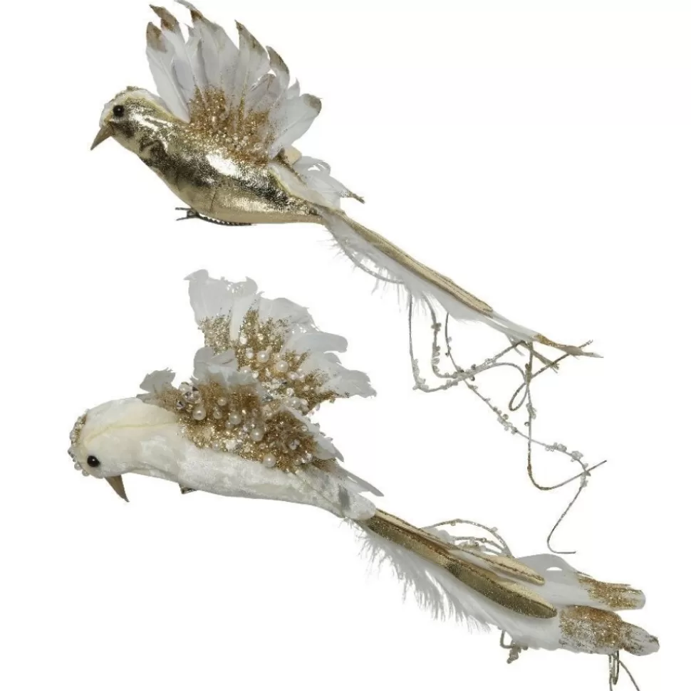RETIF Vogel Mit Pailletten Und Perlen Auf Clip 40 X 16 X 17Cm - 2 Mogliche Modelle
