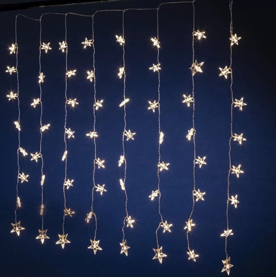 RETIF Vorhang Aus Leuchtenden Sternen 64 Leds Warmweis L 120 X H 100 Cm
