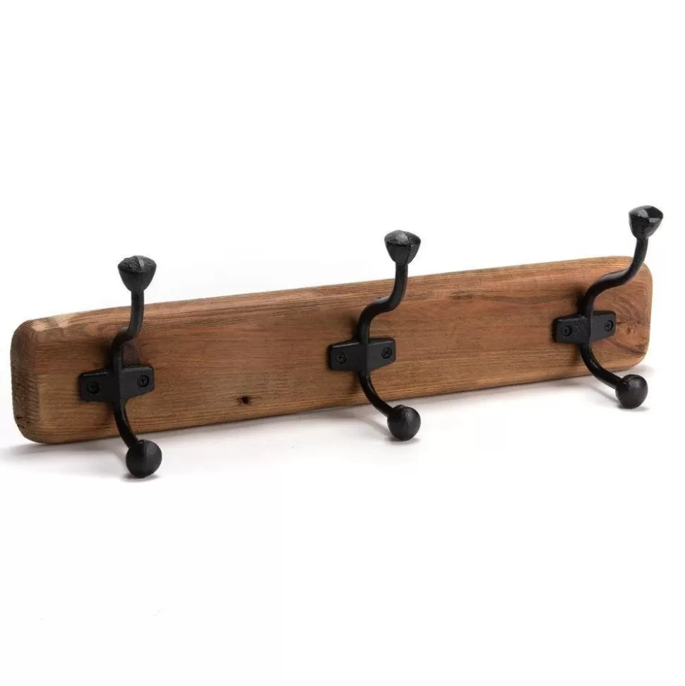 RETIF Wandhaken Aus Holz 3 Haken Metall Schwarz L53 X T12 X H16Cm