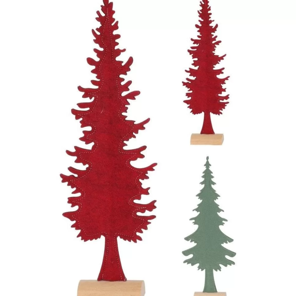 RETIF Weihnachtsbaum Aus Holz Und Filz H42Cm 2 Mogliche Farben Rot/Grun
