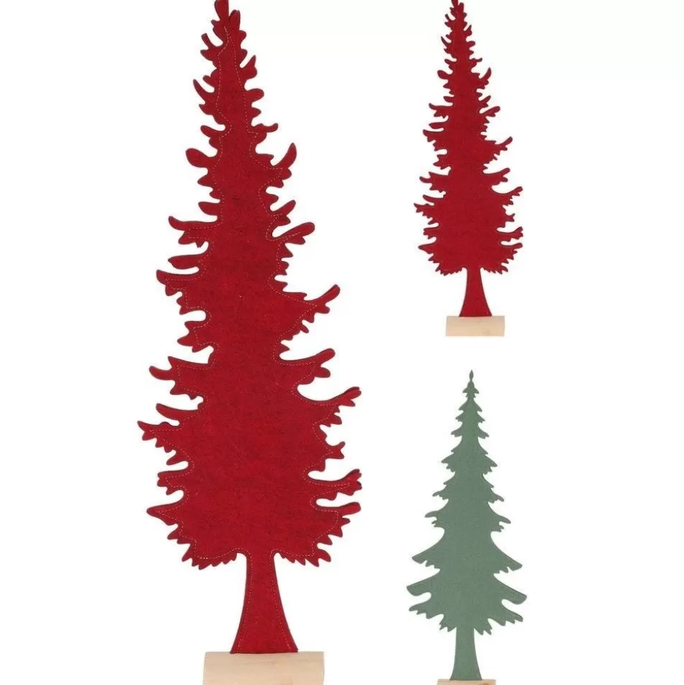 RETIF Weihnachtsbaum Aus Holz Und Filz H60Cm 2 Mogliche Farben Rot/Grun