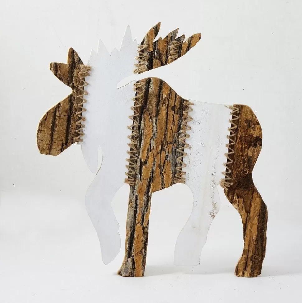 RETIF Zweifarbiges Rentier Aus Holz Zum Aufstellen B 55,5 X H 61,5 Cm